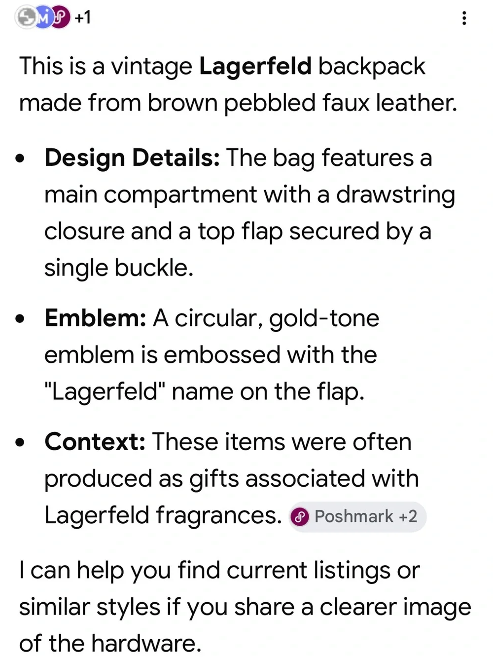 ⭐️ Lagerfeld vintage Brown Leather-Trim Backpack⭐️